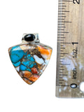 Kingman Turquoise & Oyster Solid 925 Sterling Silver Pendant