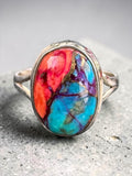 Kingman Pink Dahlia Turquoise Solid 925 Sterling Silver Ring 8.5