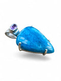 Blue Apatite & Amethyst Solid 925 Sterling Silver Pendant