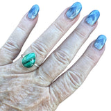 Malachite Solid 925 Sterling Silver Ring – Pear Shape 7.5