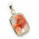 Crazy Lace Agate square Solid 925 Sterling Silver Pendant