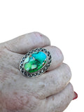 Kingman Peacock Dahlia Solid 925 Sterling Silver Ring 7
