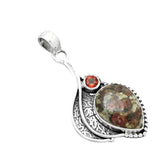 Eudialyte & Garnet Solid 925 Sterling Silver Pendant