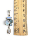 Rainbow Moonstone & Apatite Solid 925 Sterling Silver Pendant