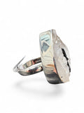 Rough Tourmaline in Quartz Solid 925 Sterling Silver Ring 8