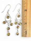 Gold Rutilated Quartz Solid 925 Sterling Silver Earrings