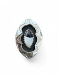 White Buffalo Shadow Box Solid 925 Sterling Silver Ring 8