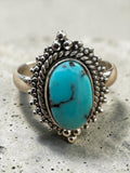 Egyptian Turquoise Solid 925 Sterling Silver Ring 9
