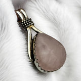 Rose Quartz Solid 925 Sterling Silver Pendant