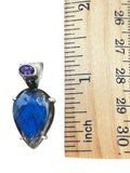 Blue Labradorite & Amethyst Solid 925 Sterling Silver Pendant