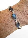 Labradorite faceted Solid 925 Sterling Silver Bracelet