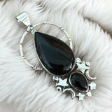 MOON Black Onyx Solid 925 Sterling Silver Pendant