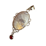 Ocean Jasper & Garnet Solid 925 Sterling Silver Pendant