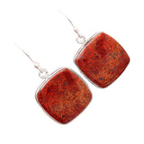 Red Moss Agate Solid 925 Sterling Silver Earrings