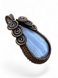 Blue Lace Agate Copper Wrapped Pendant