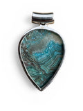 Blue Laguna Lace Agate & Aquamarine Solid 925 Sterling Silver Pendant