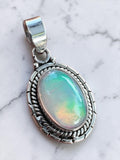 Ethiopian Opal Solid 925 Sterling Silver Pendant