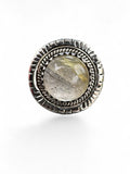Gold Rutilated Quartz Solid 925 Sterling Silver Ring 9