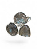 Faceted Labradorite Solid 925 Sterling Silver Ring 9