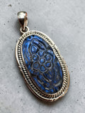 Carved Labradorite Solid 925 Sterling Silver Pendant