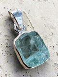 Rough Aquamarine Solid 925 Sterling Silver Pendant