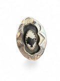 White Buffalo Shadow Box Solid 925 Sterling Silver Ring 9