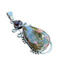 Unakite & Garnet Solid 925 Sterling Silver Pendant