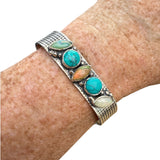 Turquoise & Ethiopian Opal Solid 925 Sterling Silver Cuff Bracelet