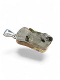Rough Green Tourmaline in Quartz Solid 925 Sterling Silver Pendant