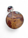 Noreena Jasper & Garnet Solid 925 Sterling Silver Pendant