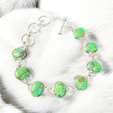 Green Mojave Turquoise Solid 925 Sterling Silver Bracelet