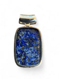 Blue Lapis & Amethyst Solid 925 Sterling Silver Pendant