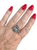 Faceted Labradorite Solid 925 Sterling Silver Ring 9