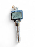 Rough Aquamarine & Quartz point Solid 925 Sterling Silver Pendant