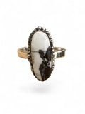 White Buffalo Solid 925 Sterling Silver Ring 8