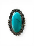 Kingman Turquoise Solid 925 Sterling Silver Ring 7