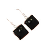 Square Black Onyx Solid 925 Sterling Silver Earrings