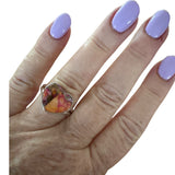 HEART Orange Dahlia Turquoise Solid 925 Sterling Silver Ring 10