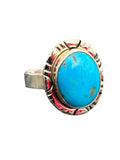 Kingman Turquoise Solid 925 Sterling Silver Ring 7.5