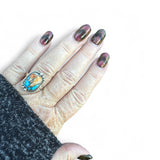 Kingman Turquoise & Spiny Oyster Solid 925 Sterling Silver Ring 8