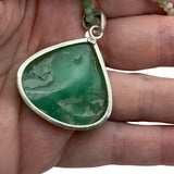 Chrysoprase Solid 925 Sterling Silver Pendant Beaded Necklace