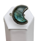 MOON Labradorite Solid 925 Sterling Silver Ring