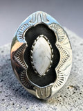 White Buffalo Shadow Box Solid 925 Sterling Silver Ring 9