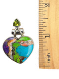 Kingman Blue, Green & Purple Turquoise Solid 925 Sterling Silver Pendant