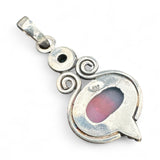 Aurora Opal & Blue Quartz Solid 925 Sterling Silver Pendant