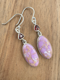 Phosphosiderite& Garnet Solid 925 Sterling Silver Earrings