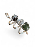 Moldavite, Herkimer Diamond & Meteorite Solid 925 Sterling Silver Pendant