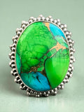 Kingman Peacock Dahlia Solid 925 Sterling Silver Ring 7