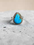 Kingman Turquoise Solid 925 Sterling Silver Ring 7.5