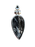 Black Golden Seraphanite & Onyx Solid 925 Sterling Silver Pendant